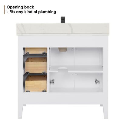 Altair Designs Laurel 36" single vanity with top - 558036-WF-CWQ-NM