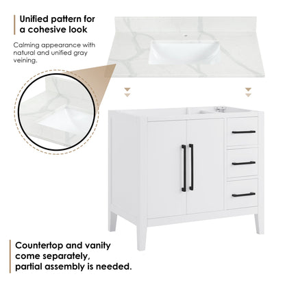Altair Designs Laurel 36" single vanity with top - 558036-WF-CWQ-NM