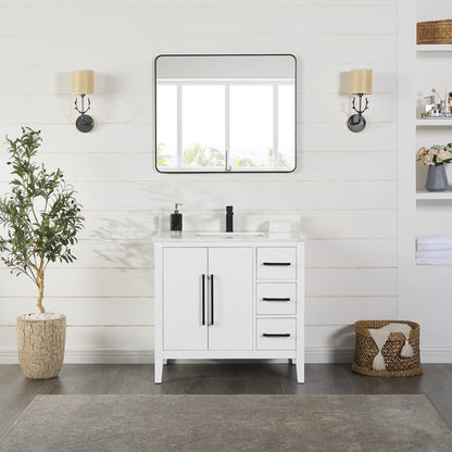 Altair Designs Laurel 36" single vanity with top - 558036-WF-CWQ-NM
