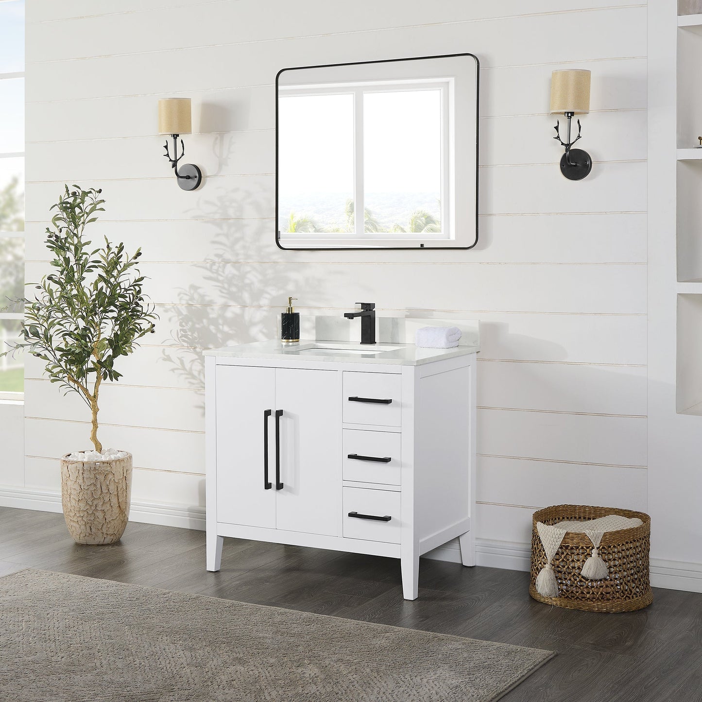 Altair Designs Laurel 36" single vanity with top - 558036-WF-CWQ-NM