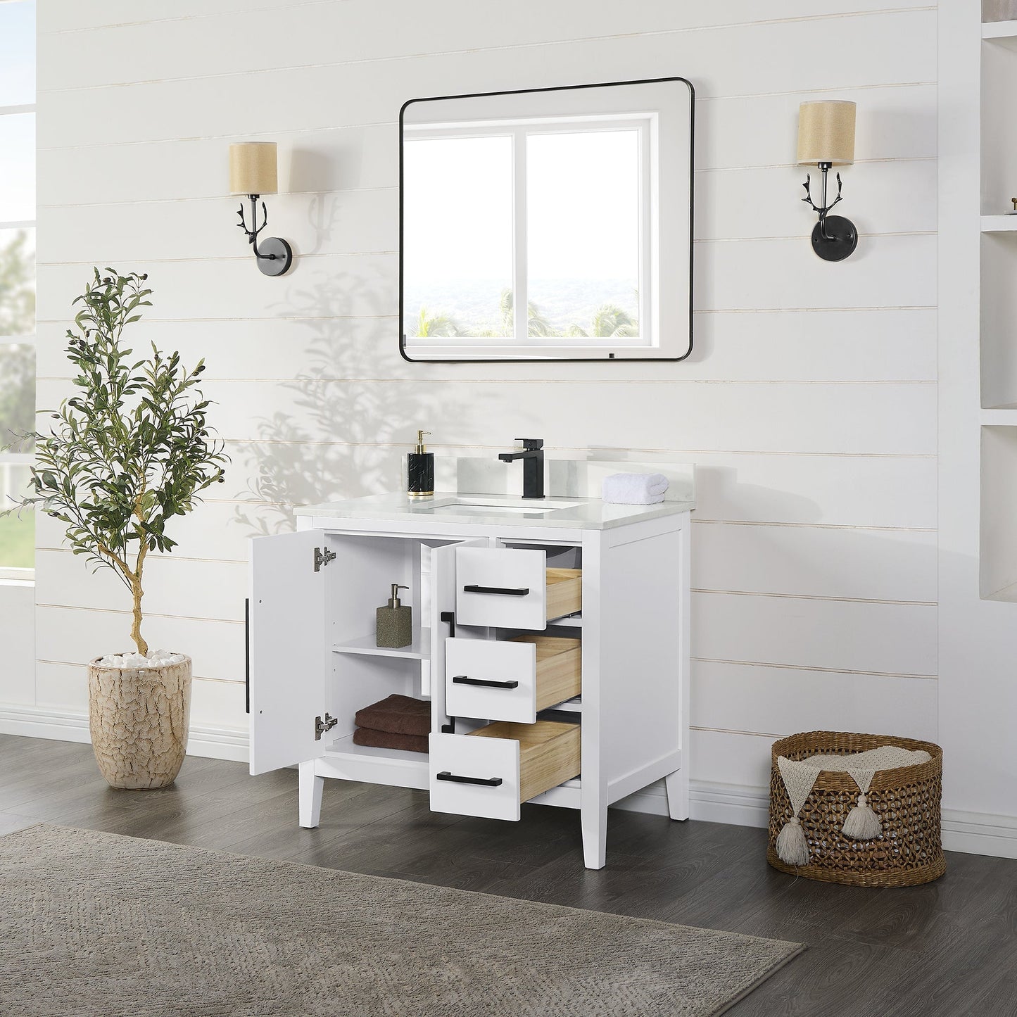Altair Designs Laurel 36" single vanity with top - 558036-WF-CWQ-NM