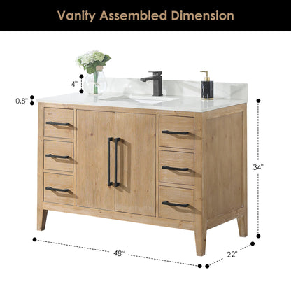 Altair Designs Laurel 48" single vanity with top - 558048-WH-CWQ-NM