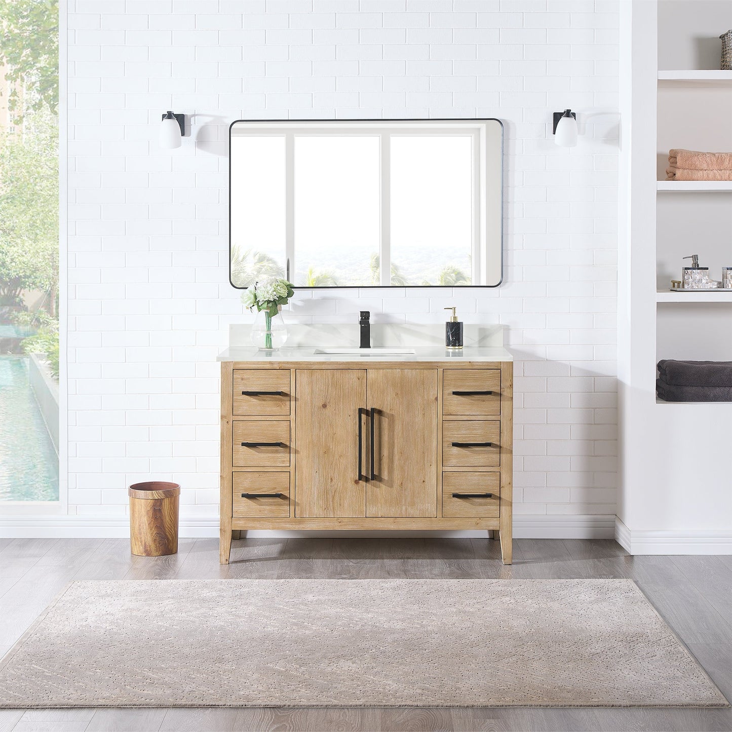 Altair Designs Laurel 48" single vanity with top - 558048-WH-CWQ-NM