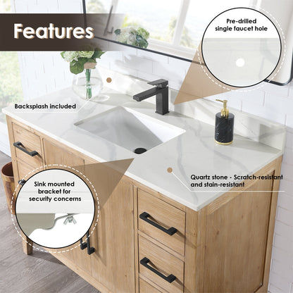 Altair Designs Laurel 48" single vanity with top - 558048-WH-CWQ-NM