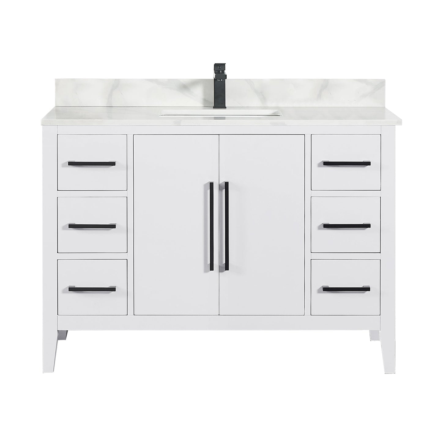Altair Designs Laurel 48" single vanity with top - 558048-WH-CWQ-NM