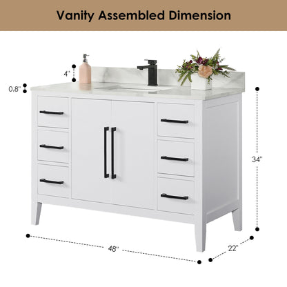 Altair Designs Laurel 48" single vanity with top - 558048-WH-CWQ-NM