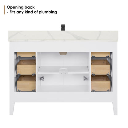 Altair Designs Laurel 48" single vanity with top - 558048-WH-CWQ-NM