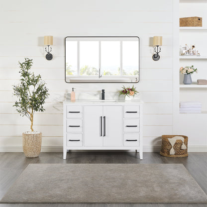 Altair Designs Laurel 48" single vanity with top - 558048-WH-CWQ-NM