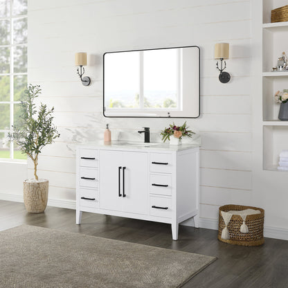 Altair Designs Laurel 48" single vanity with top - 558048-WH-CWQ-NM