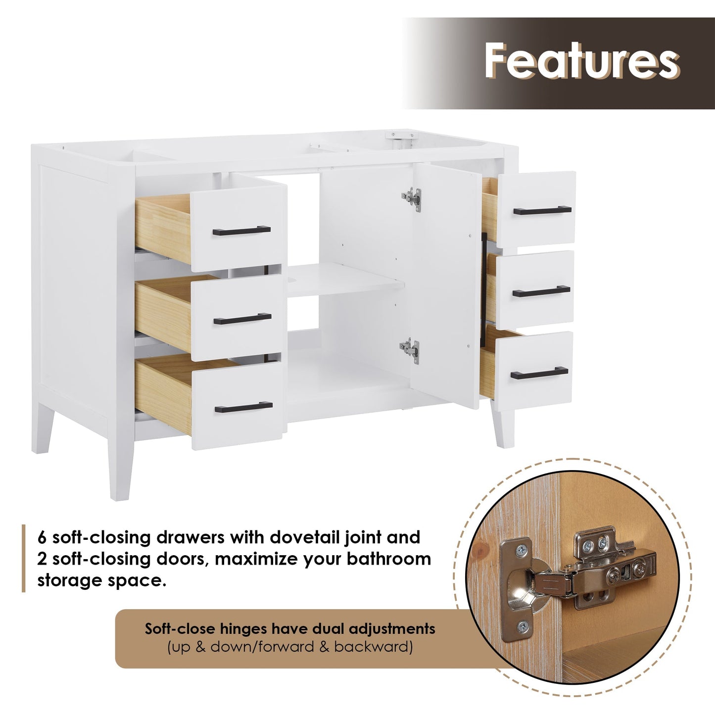 Altair Designs Laurel 48" single vanity with top - 558048-WH-CWQ-NM