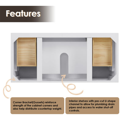 Altair Designs Laurel 48" single vanity with top - 558048-WH-CWQ-NM