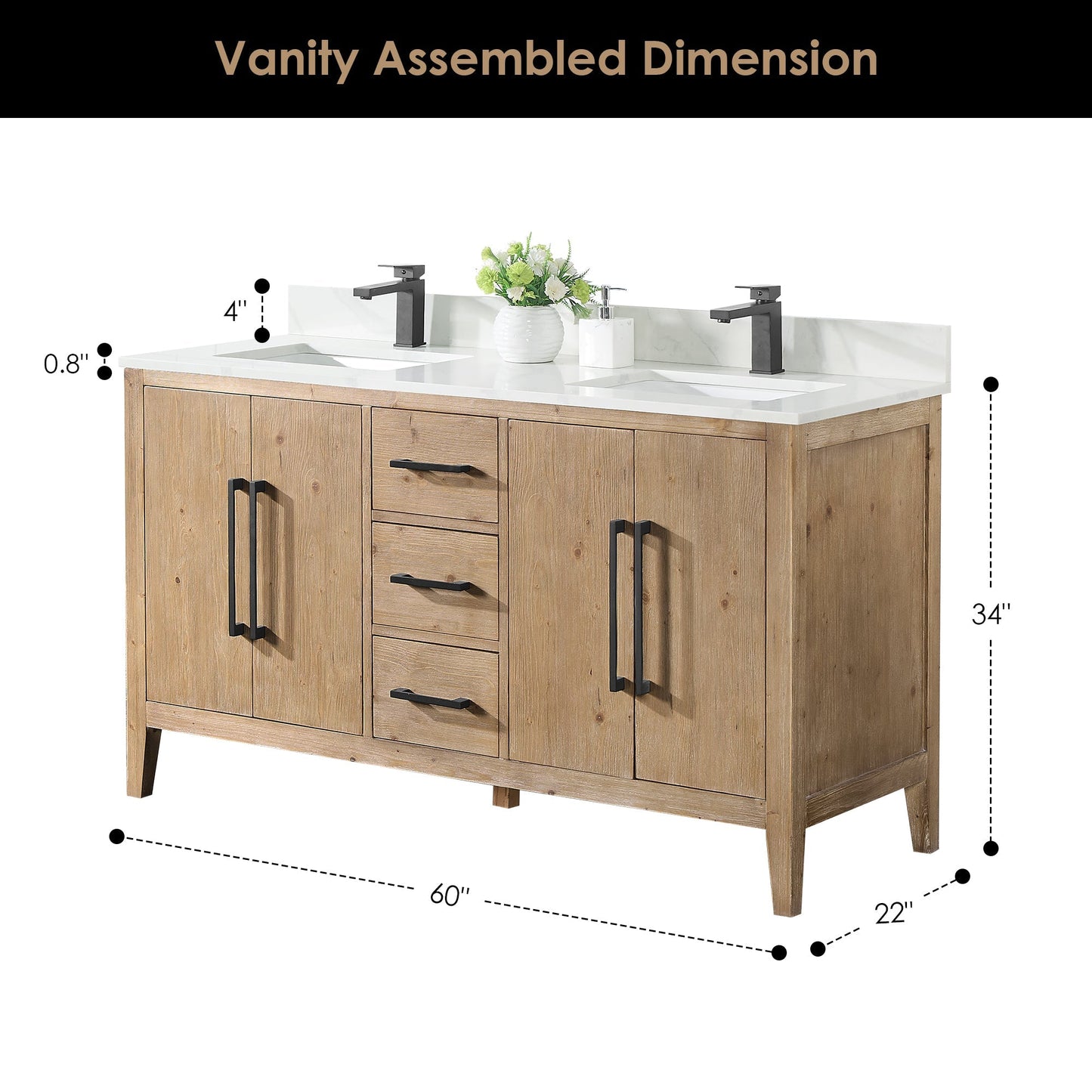 Altair Designs Laurel 60" double vanity with top - 558060-WF-CWQ-NM