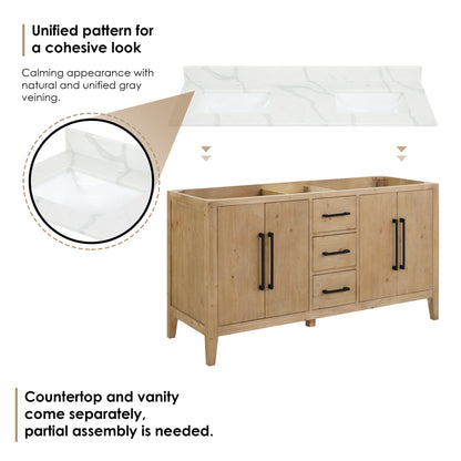 Altair Designs Laurel 60" double vanity with top - 558060-WF-CWQ-NM