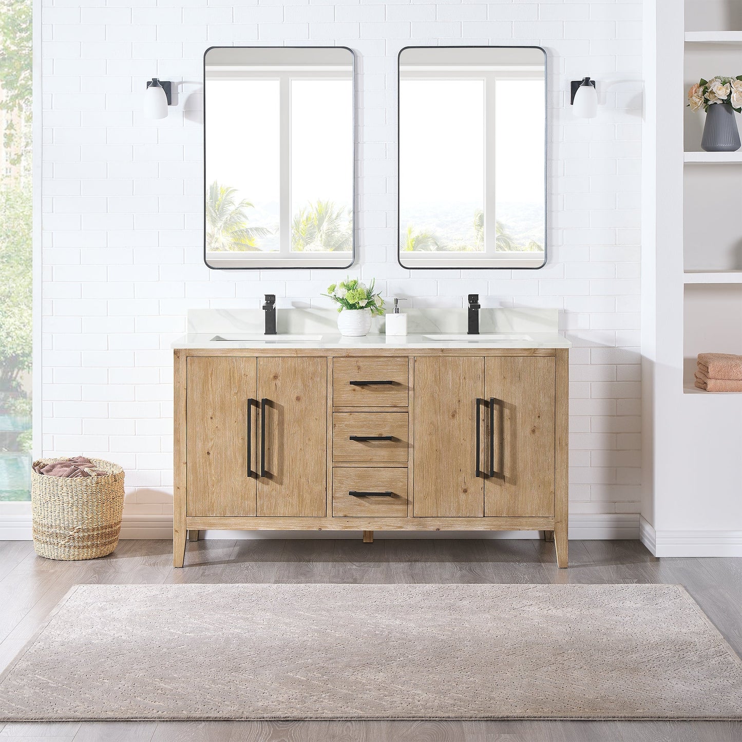 Altair Designs Laurel 60" double vanity with top - 558060-WF-CWQ-NM