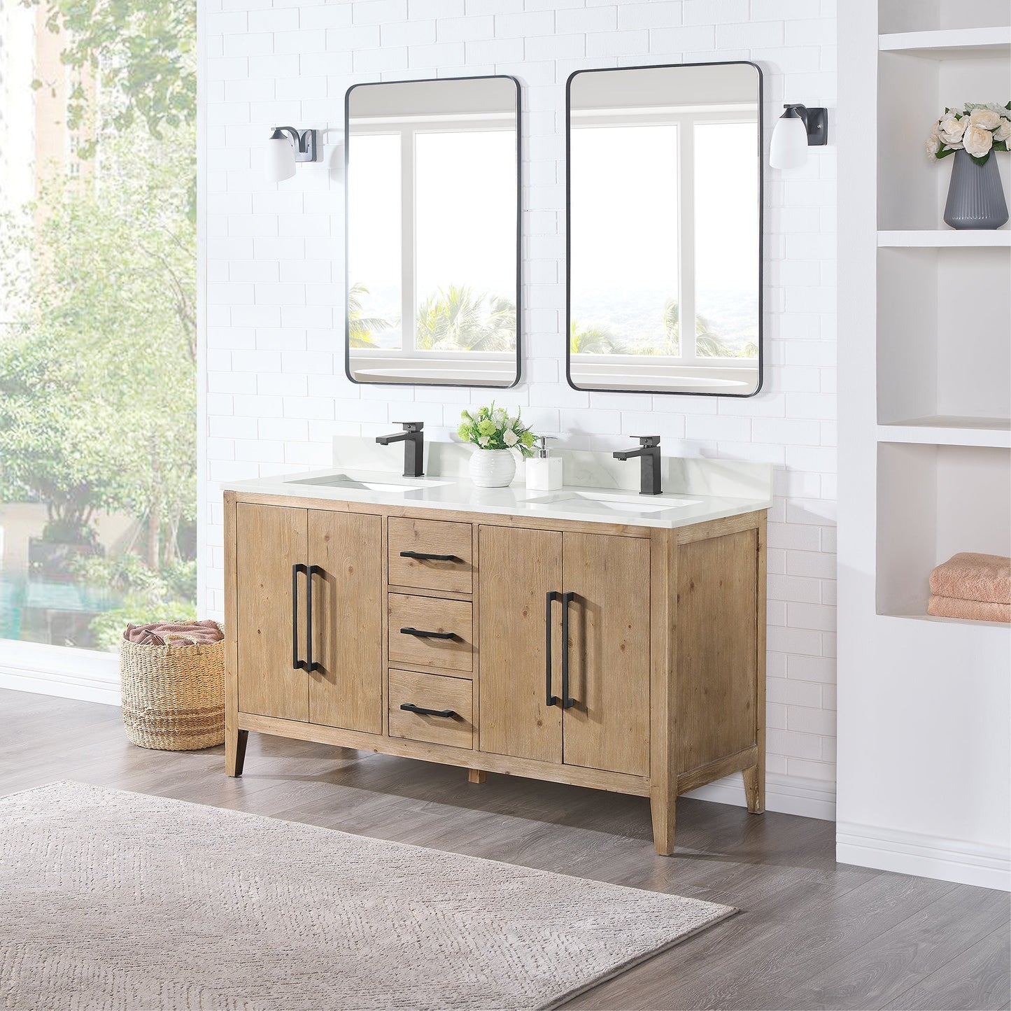 Altair Designs Laurel 60" double vanity with top - 558060-WF-CWQ-NM