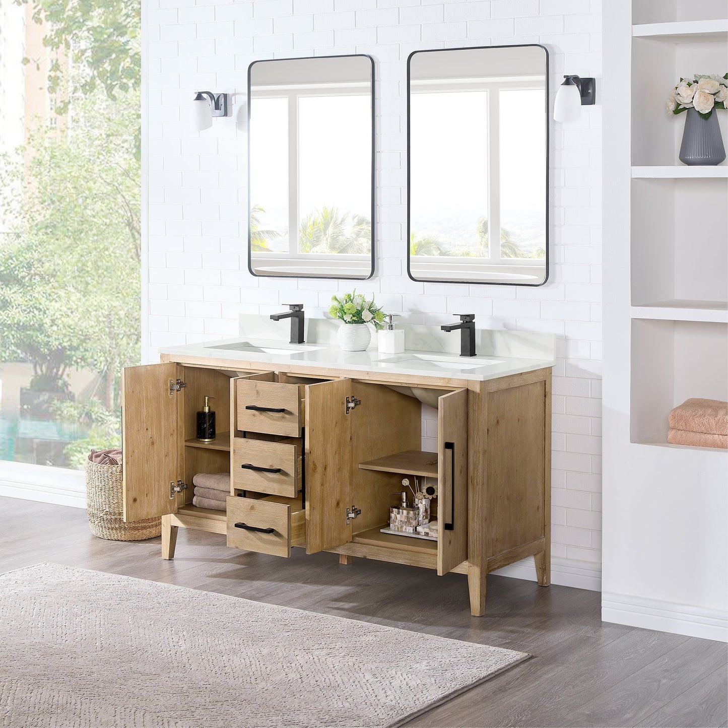 Altair Designs Laurel 60" double vanity with top - 558060-WF-CWQ-NM