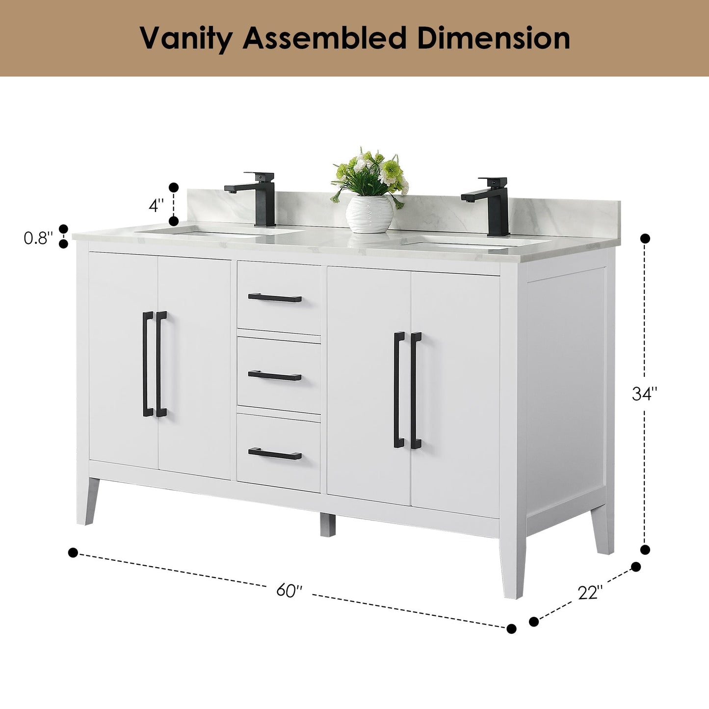 Altair Designs Laurel 60" double vanity with top - 558060-WF-CWQ-NM