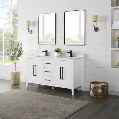 Altair Designs Laurel 60" double vanity with top - 558060-WF-CWQ-NM