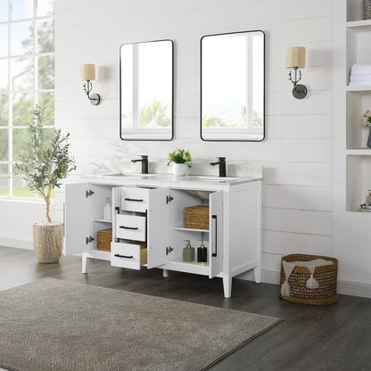 Altair Designs Laurel 60" double vanity with top - 558060-WF-CWQ-NM
