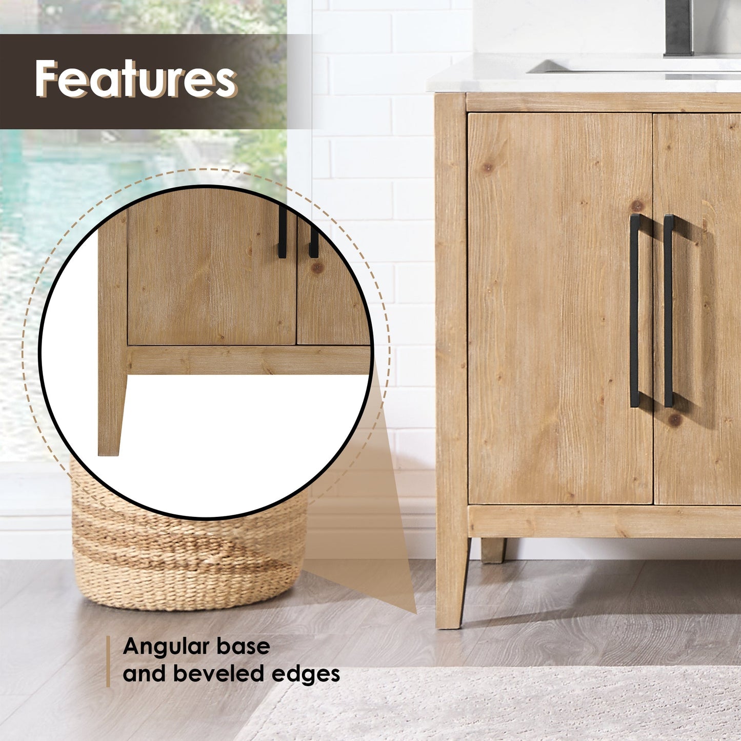 Altair Designs Laurel 72" double vanity with top - 558072-WH-CWQ-NM