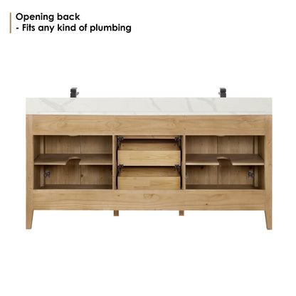 Altair Designs Laurel 72" double vanity with top - 558072-WH-CWQ-NM