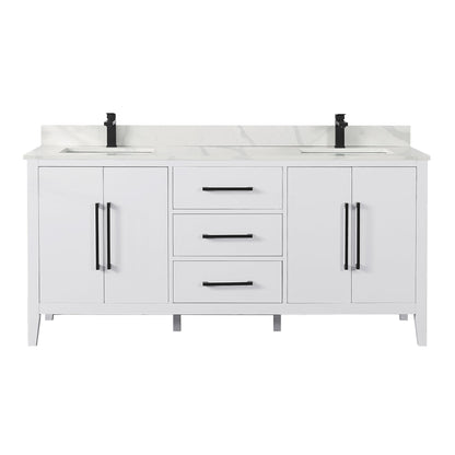 Altair Designs Laurel 72" double vanity with top - 558072-WH-CWQ-NM