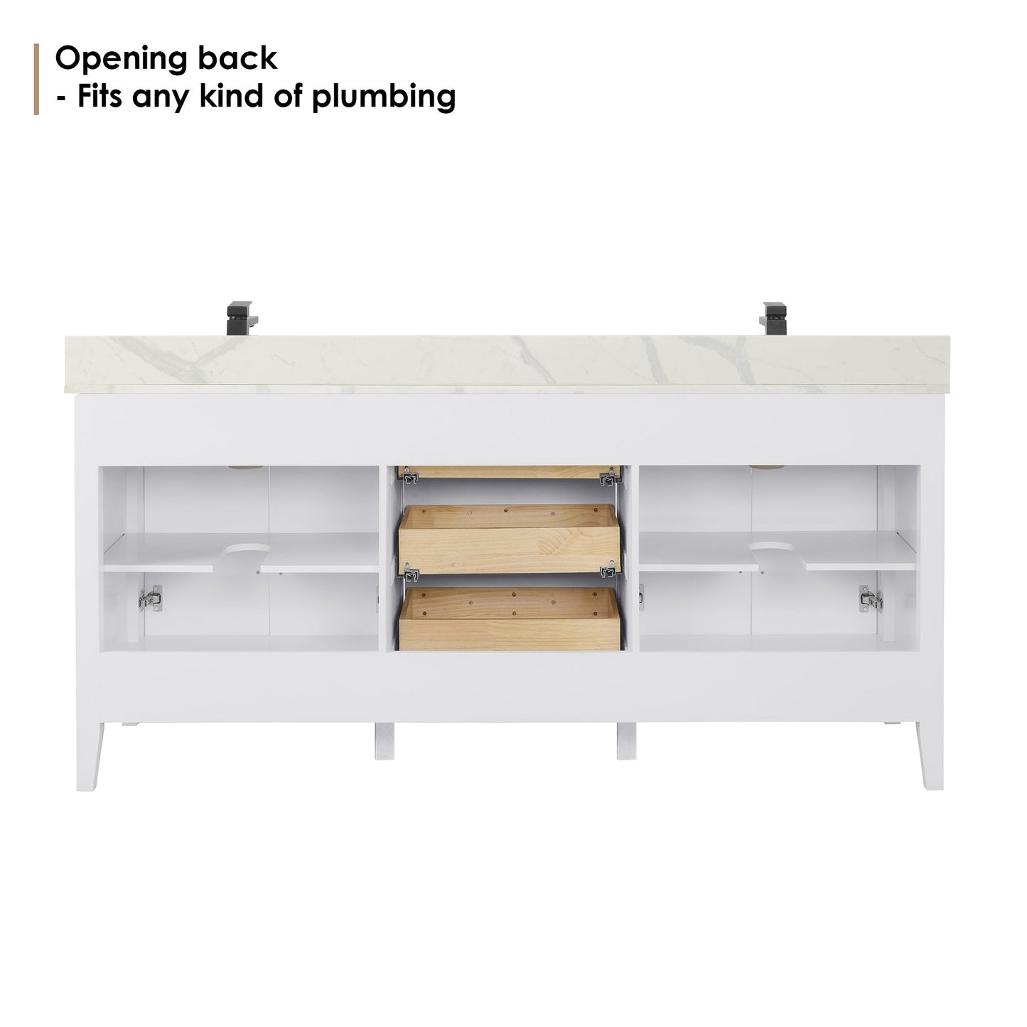 Altair Designs Laurel 72" double vanity with top - 558072-WH-CWQ-NM