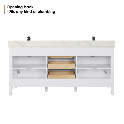 Altair Designs Laurel 72" double vanity with top - 558072-WH-CWQ-NM