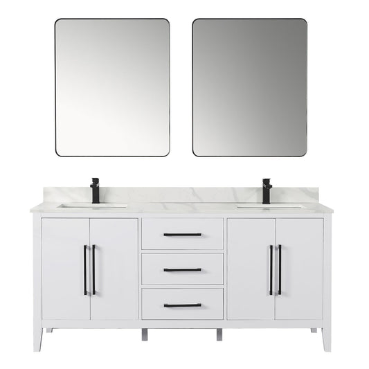 Altair Designs Laurel 72" double vanity with top - 558072-WH-CWQ-NM