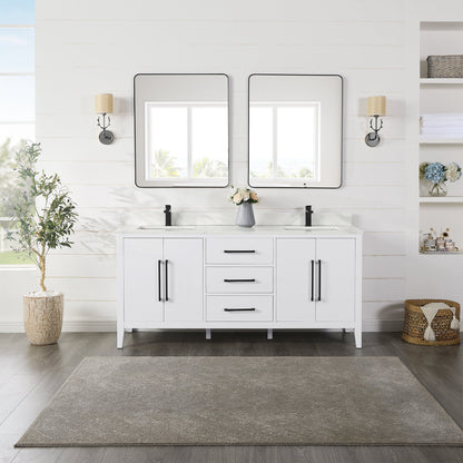 Altair Designs Laurel 72" double vanity with top - 558072-WH-CWQ-NM