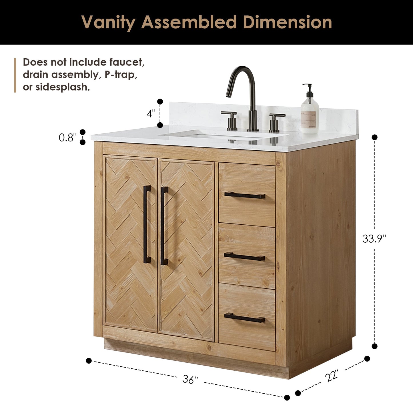 Altair Designs Bellavia 36" single vanity with top - 559036-WF-GW-NM