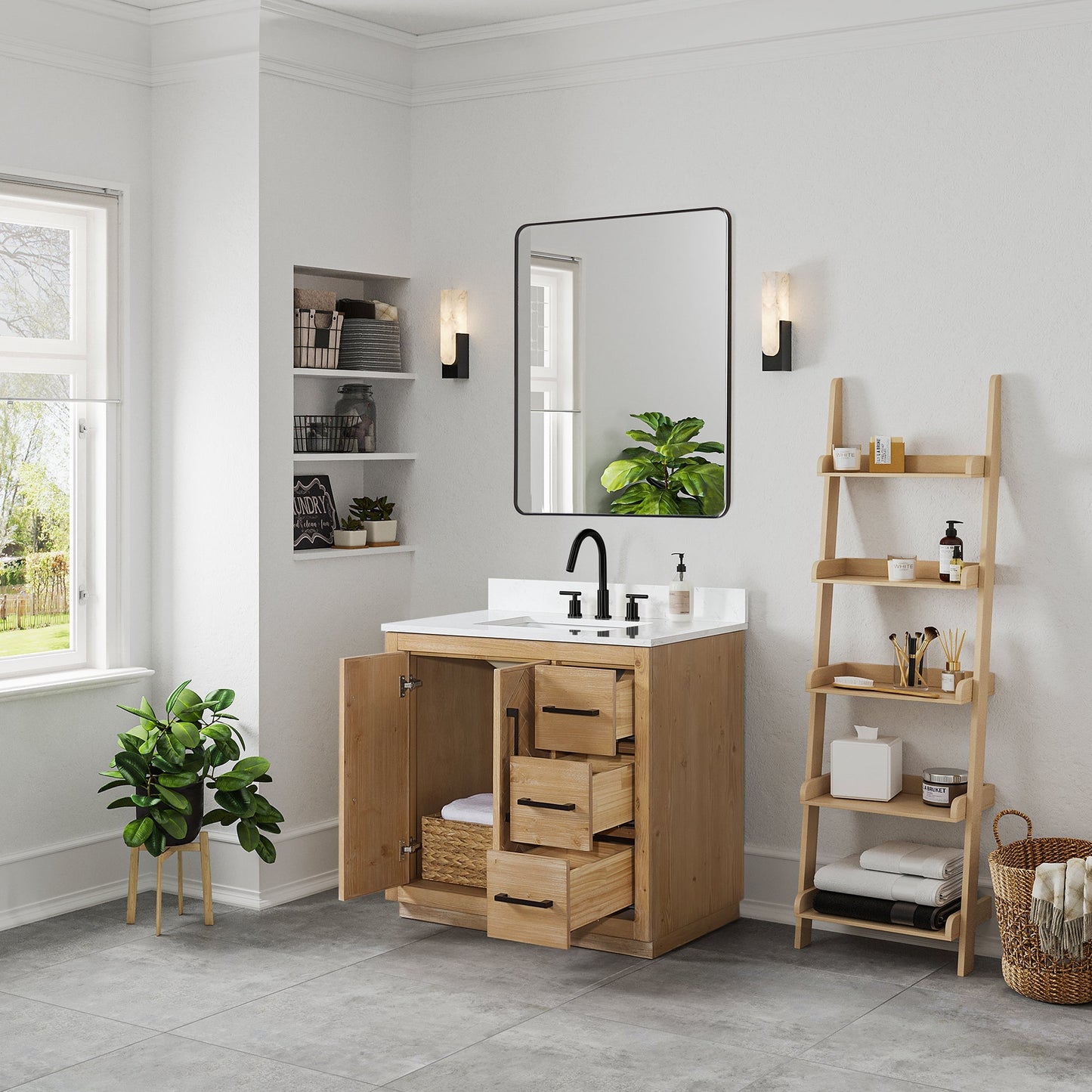 Altair Designs Bellavia 36" single vanity with top - 559036-WF-GW-NM