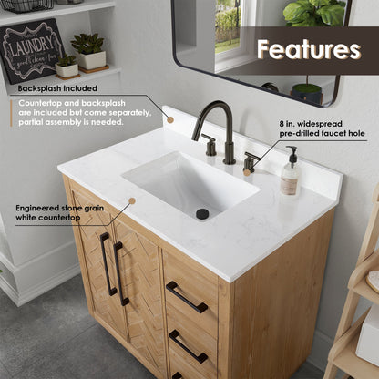 Altair Designs Bellavia 36" single vanity with top - 559036-WF-GW-NM