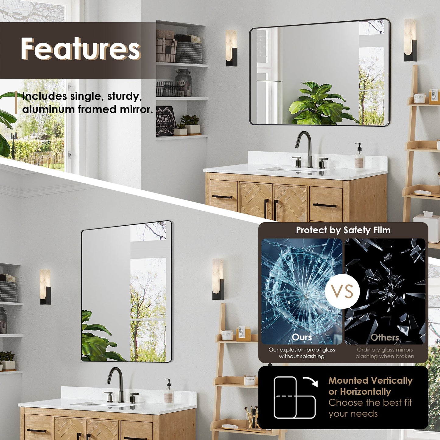 Altair Designs Bellavia 48" single vanity with top - 559048-WF-GW-NM