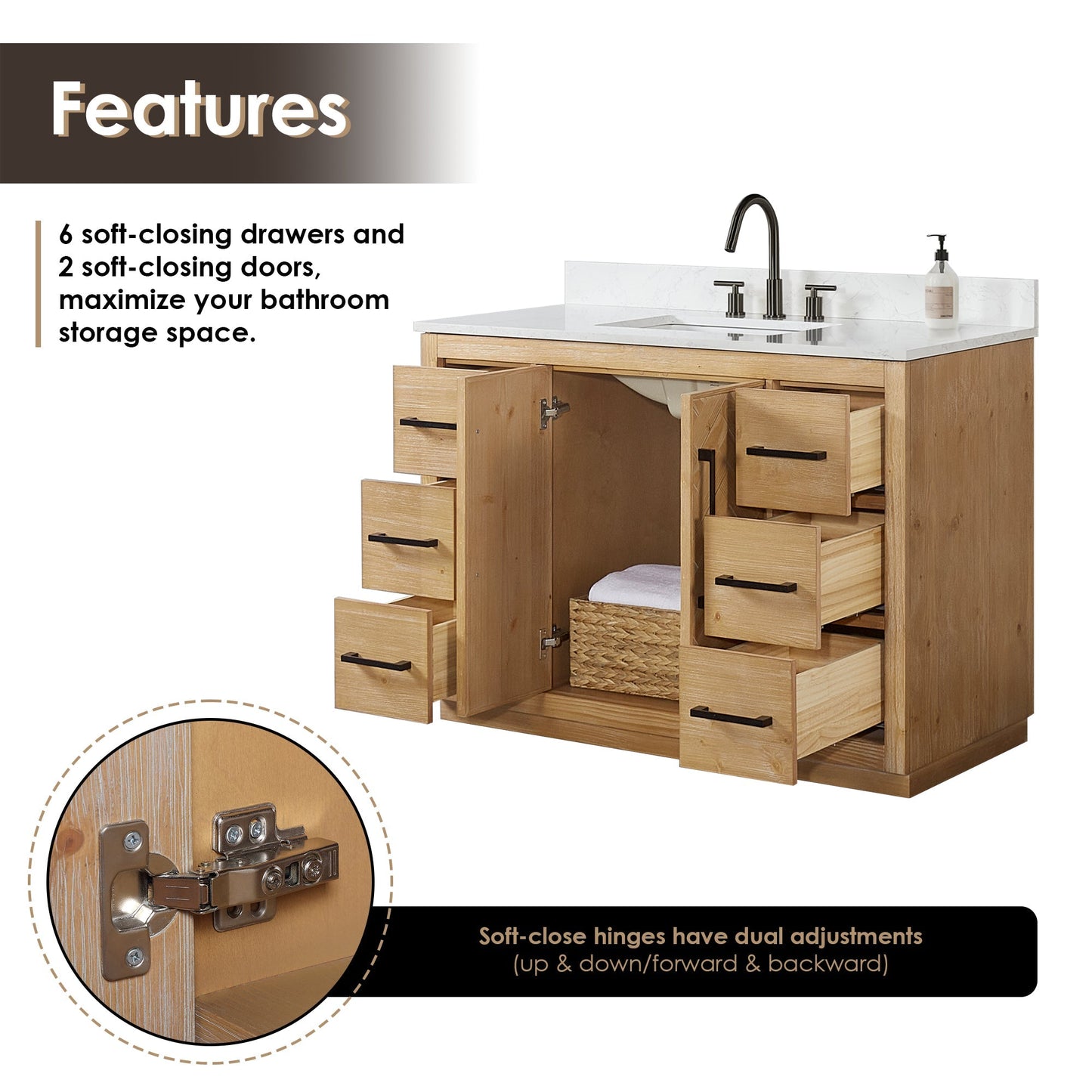 Altair Designs Bellavia 48" single vanity with top - 559048-WF-GW-NM