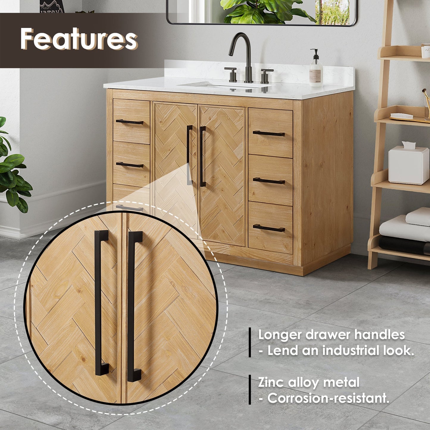 Altair Designs Bellavia 48" single vanity with top - 559048-WF-GW-NM