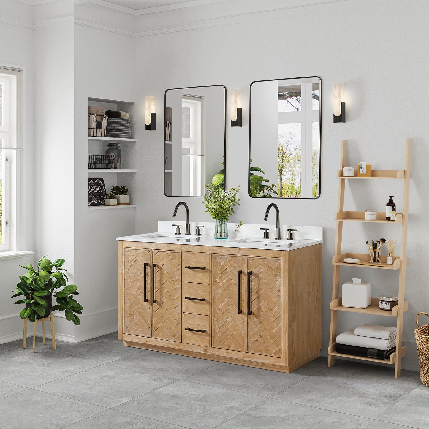 Altair Designs Bellavia 60" double vanity with top - 559060-WF-GW-NM