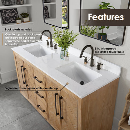 Altair Designs Bellavia 60" double vanity with top - 559060-WF-GW-NM