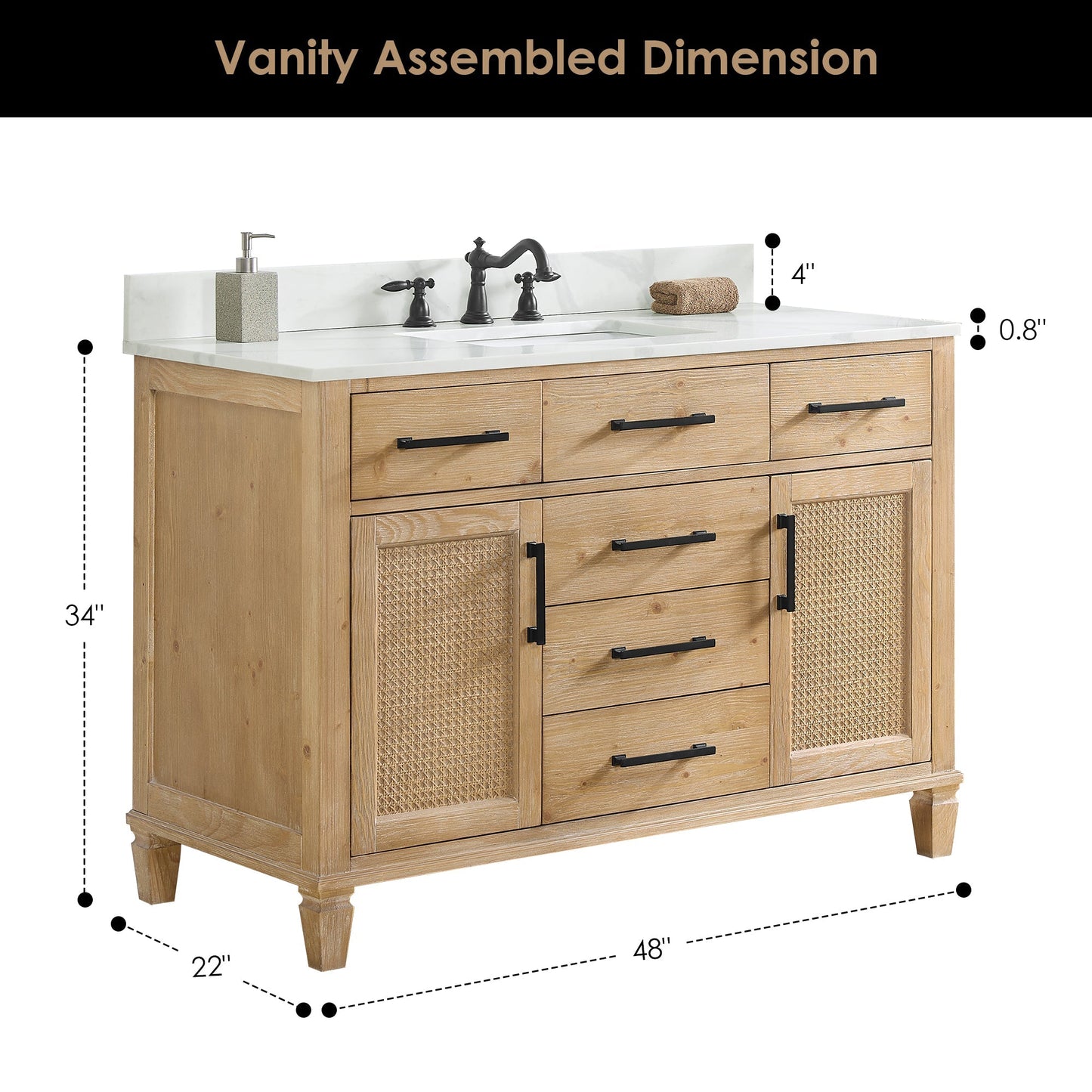 Altair Designs Solana 48" single vanity with top - 560048-WF-CWQ-NM
