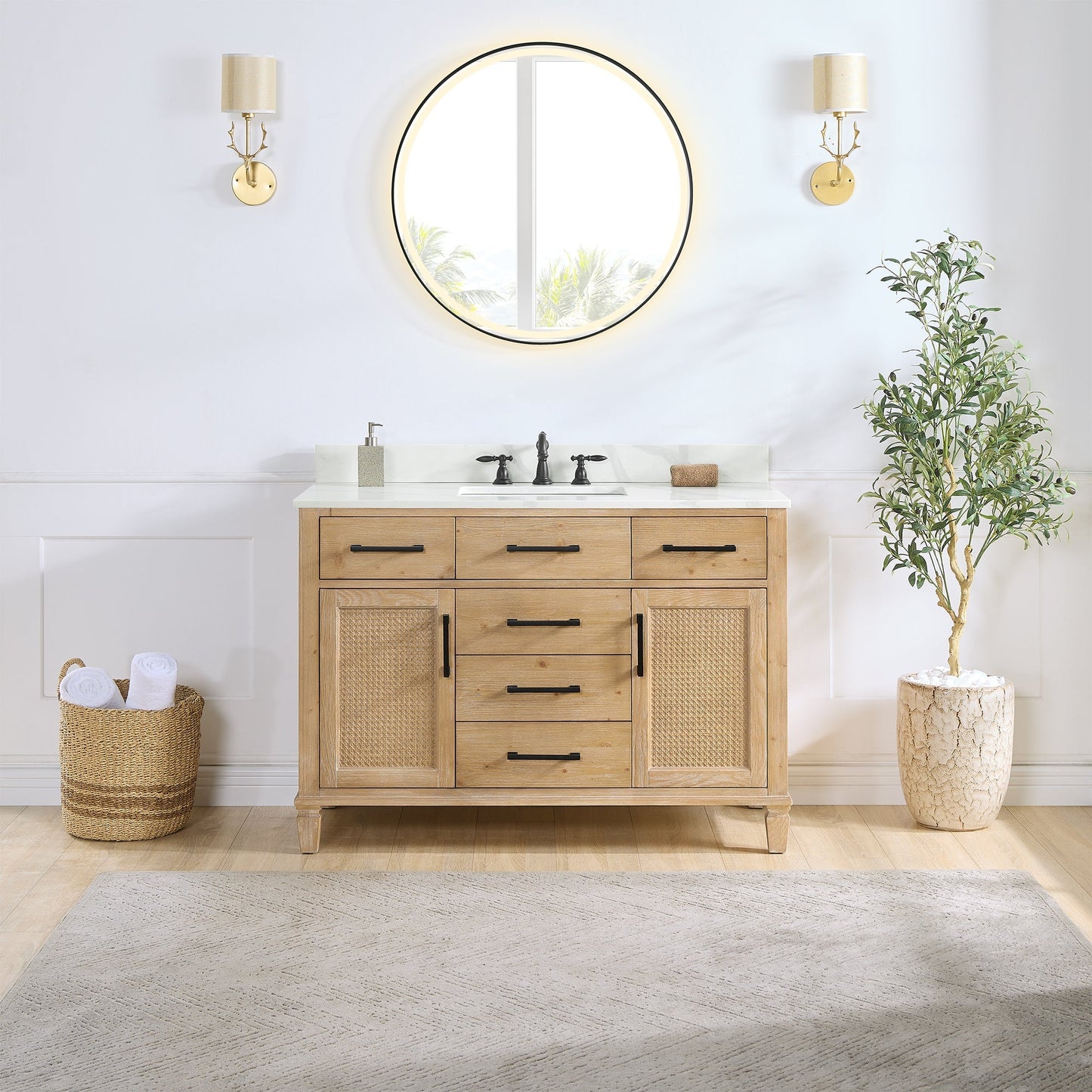 Altair Designs Solana 48" single vanity with top - 560048-WF-CWQ-NM