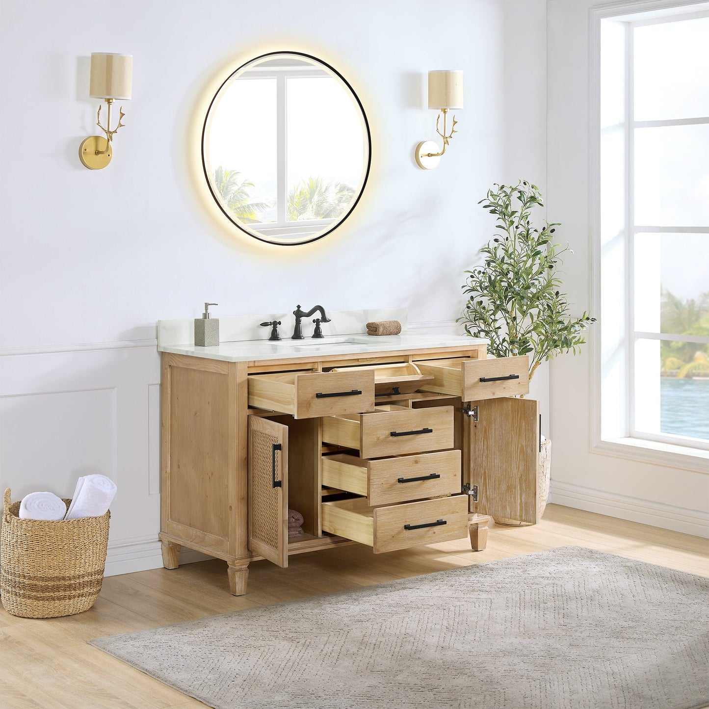Altair Designs Solana 48" single vanity with top - 560048-WF-CWQ-NM