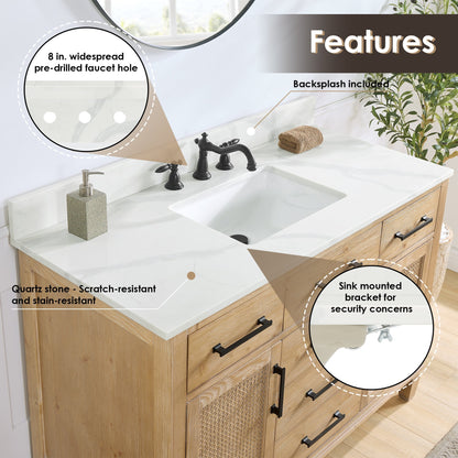 Altair Designs Solana 48" single vanity with top - 560048-WF-CWQ-NM