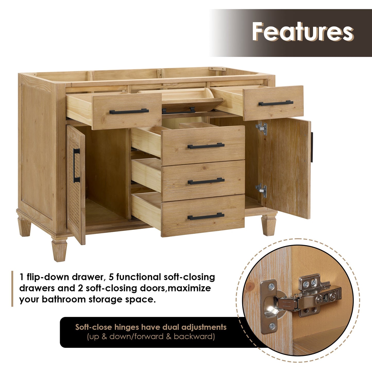 Altair Designs Solana 48" single vanity with top - 560048-WF-CWQ-NM
