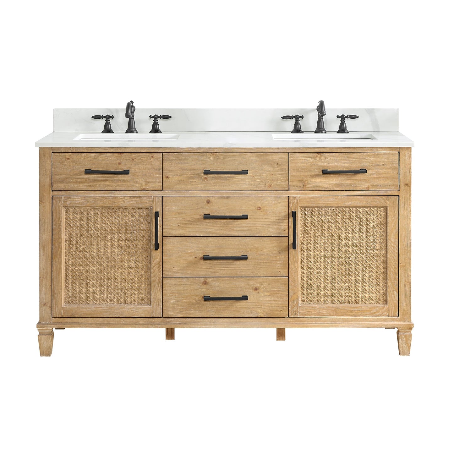 Altair Designs Solana 60" double vanity with top - 560060-WF-CWQ-NM