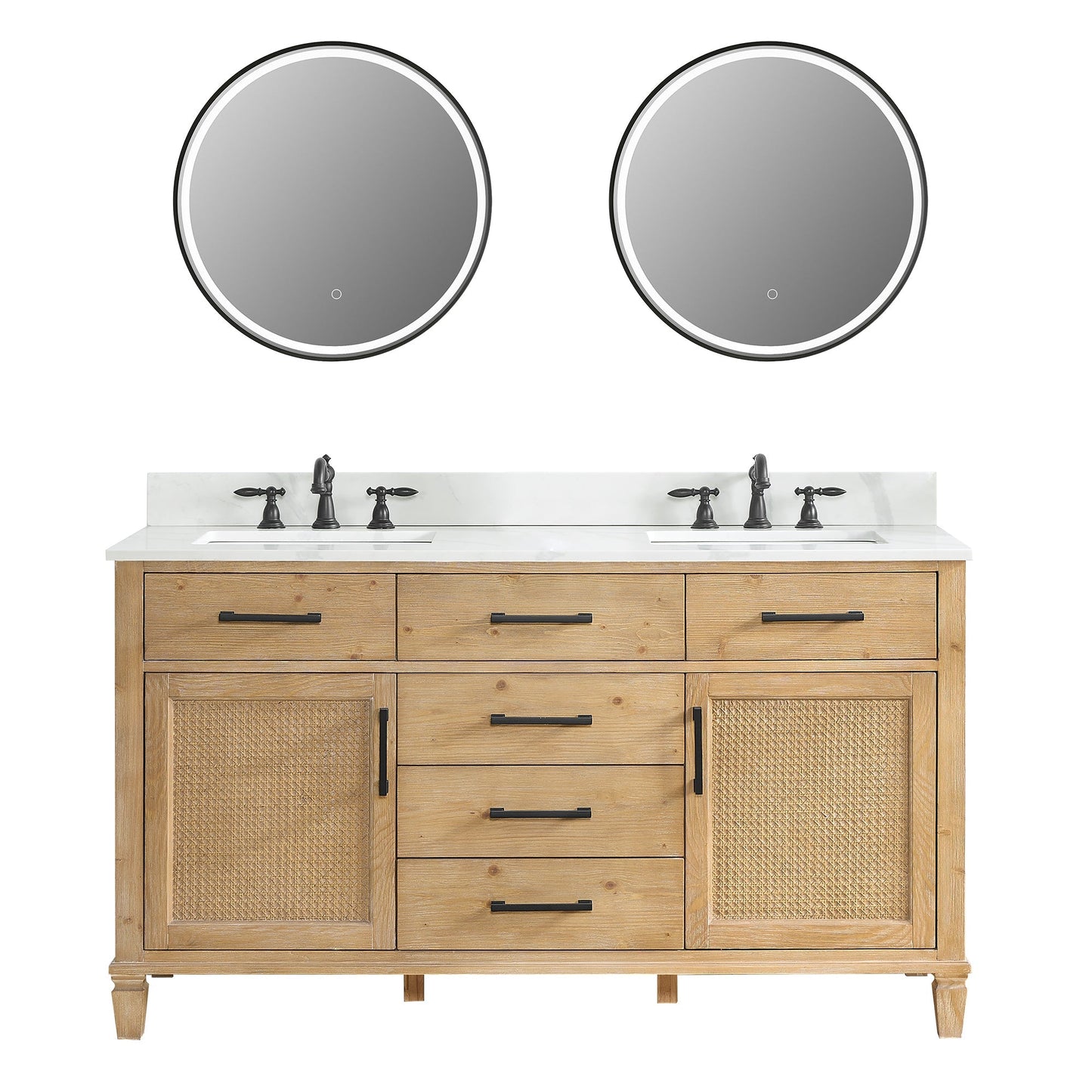 Altair Designs Solana 60" double vanity with top - 560060-WF-CWQ-NM