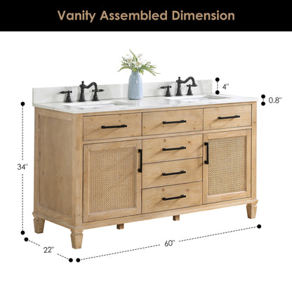Altair Designs Solana 60" double vanity with top - 560060-WF-CWQ-NM