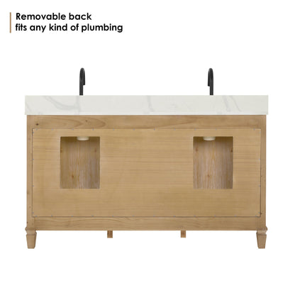 Altair Designs Solana 60" double vanity with top - 560060-WF-CWQ-NM