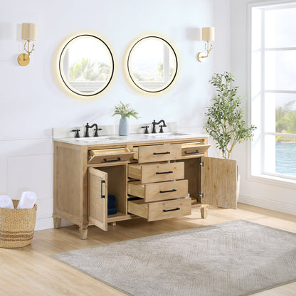 Altair Designs Solana 60" double vanity with top - 560060-WF-CWQ-NM