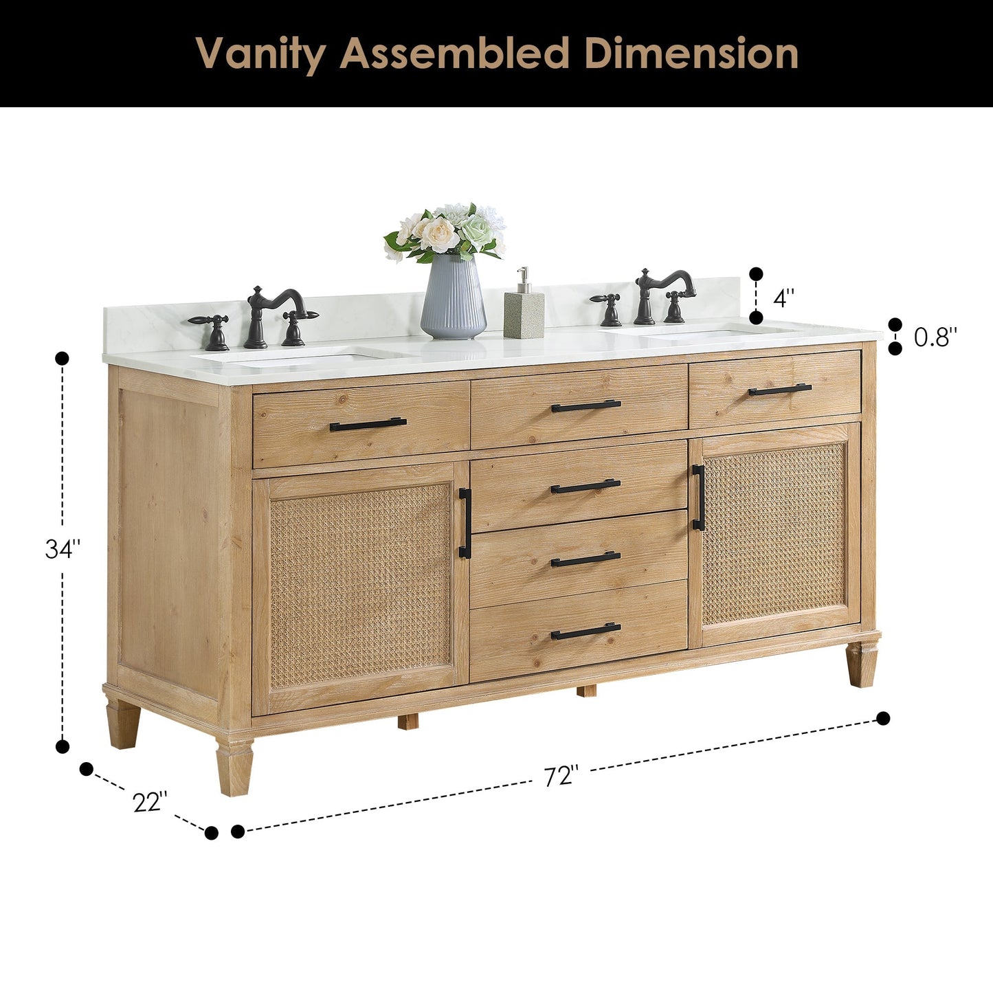 Altair Designs Solana 72" double vanity with top - 560072-WF-CWQ-NM