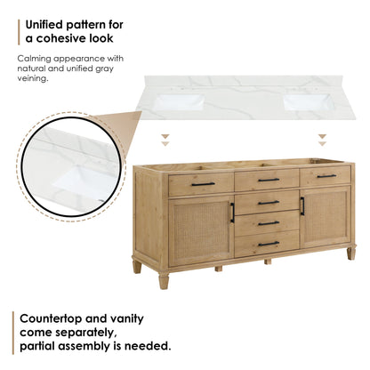Altair Designs Solana 72" double vanity with top - 560072-WF-CWQ-NM